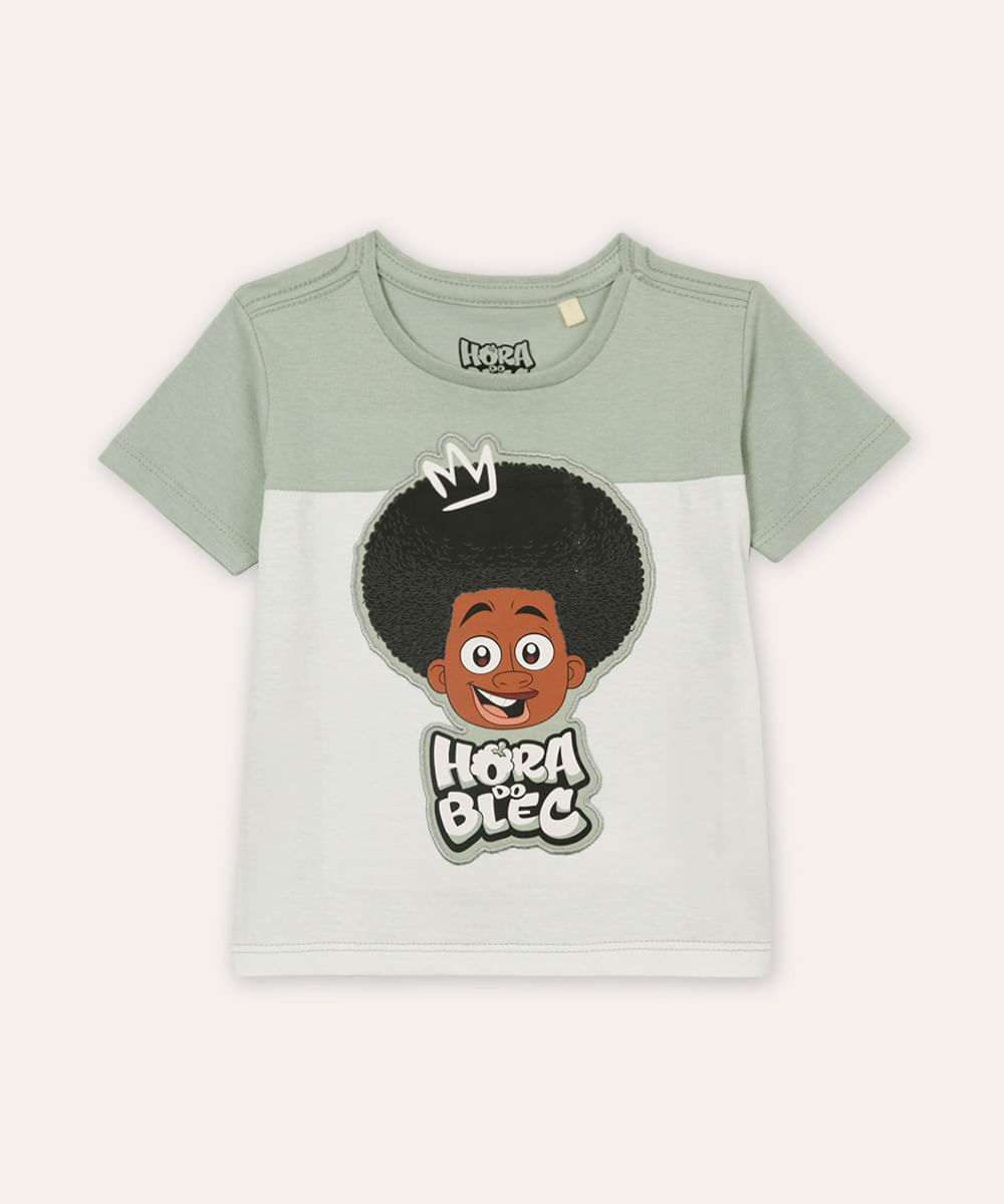camiseta infantil de algodão hora do blec verde