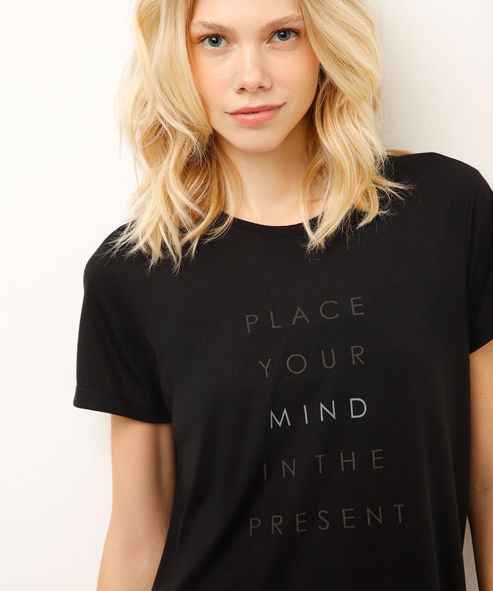 blusa alongada manga curta esportiva ace preta