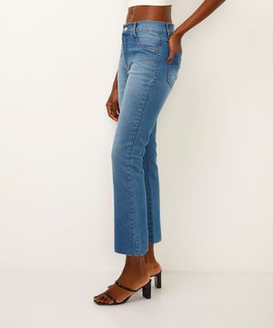 calça flare cropped jeans sawary azul