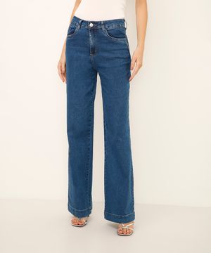 calça jeans wide leg sawary azul