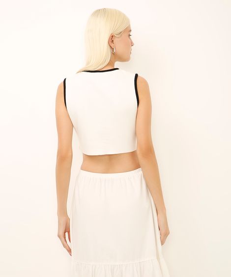 cropped de tricot off white