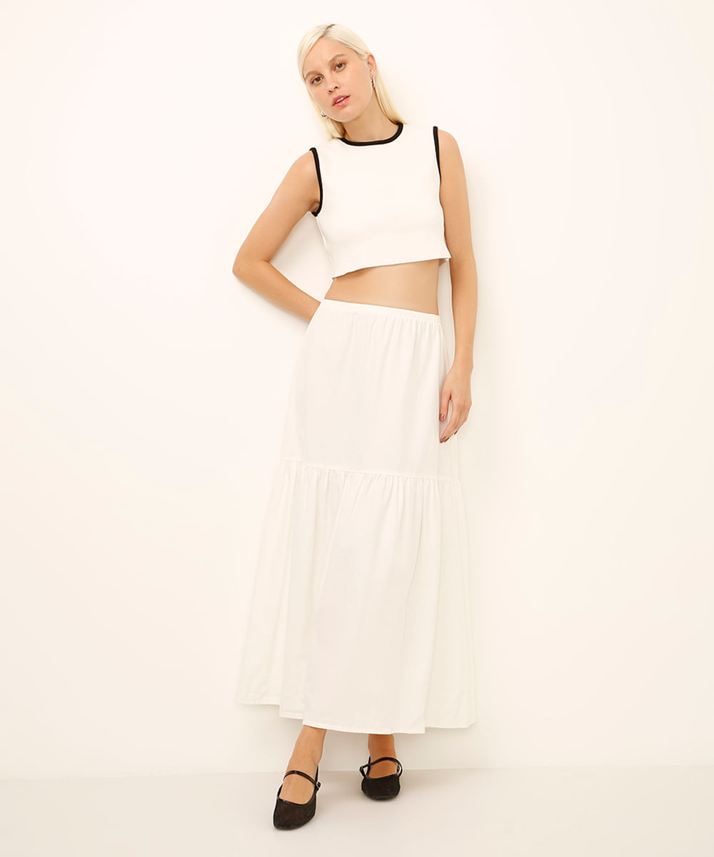 cropped de tricot off white