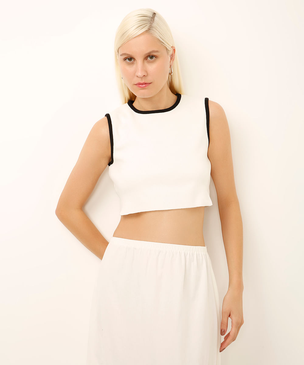 cropped de tricot off white