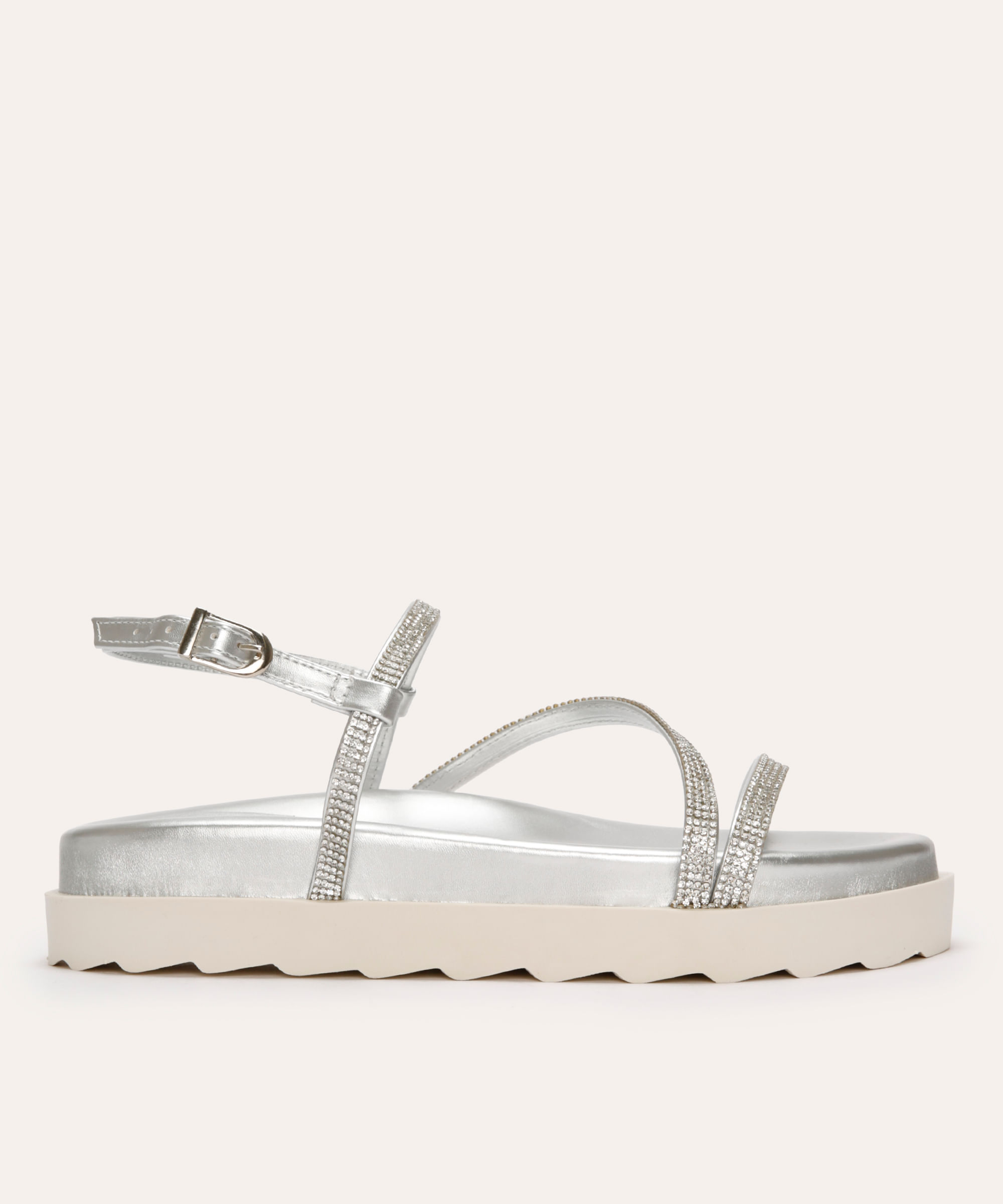 papete flatform feminina metalizada oneself prateada