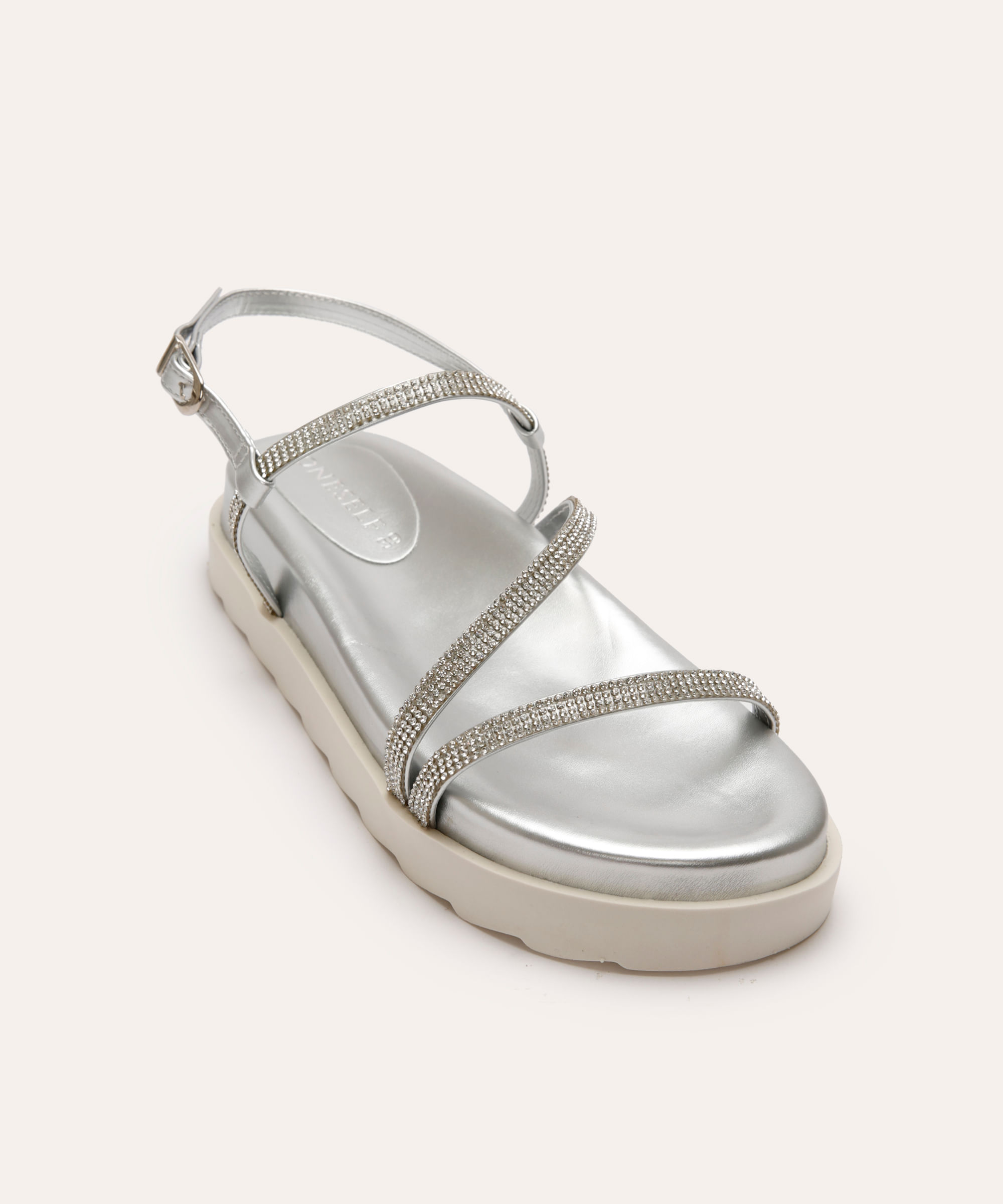 papete flatform feminina metalizada oneself prateada