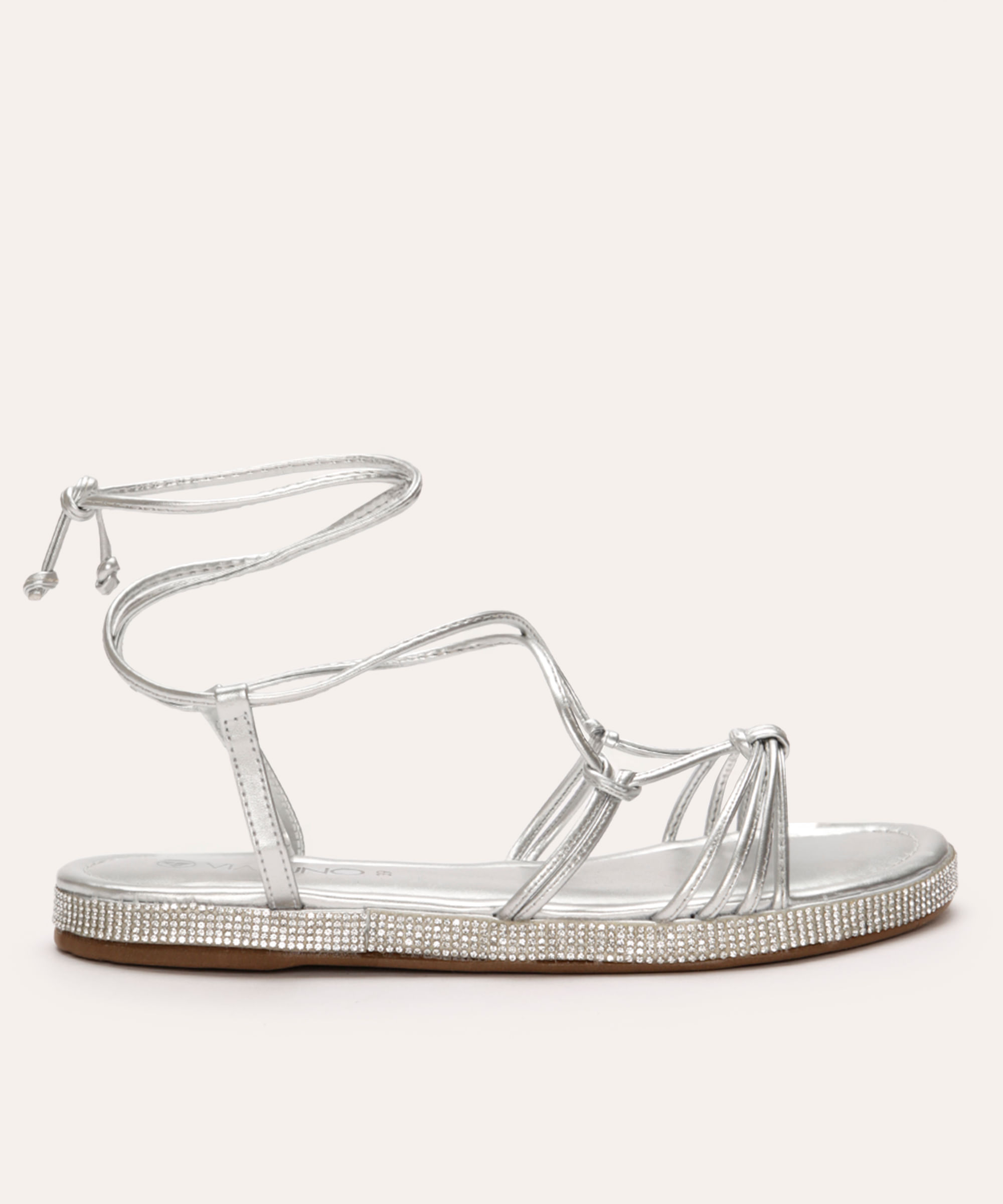 rasteirinha via uno de amarração com brilhos prateada