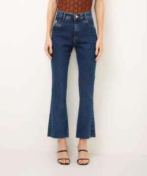 calça flare cropped jeans sawary azul