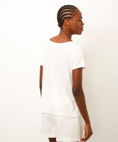 blusa de algodão onça metalizada off white