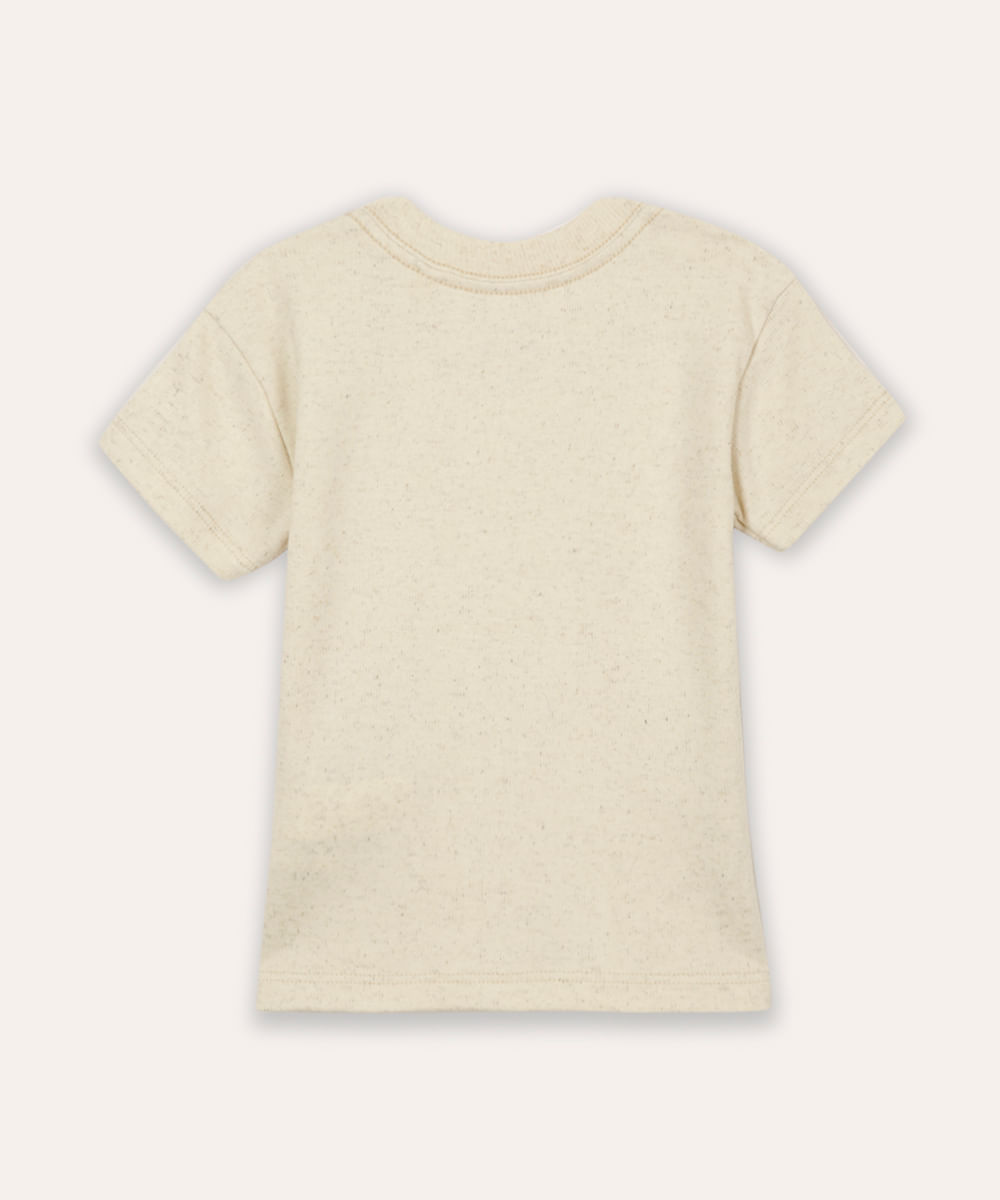 camiseta com linho infantil bichinhos do mar bege