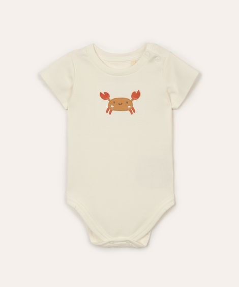 body infantil de algodão siri texturizado off white