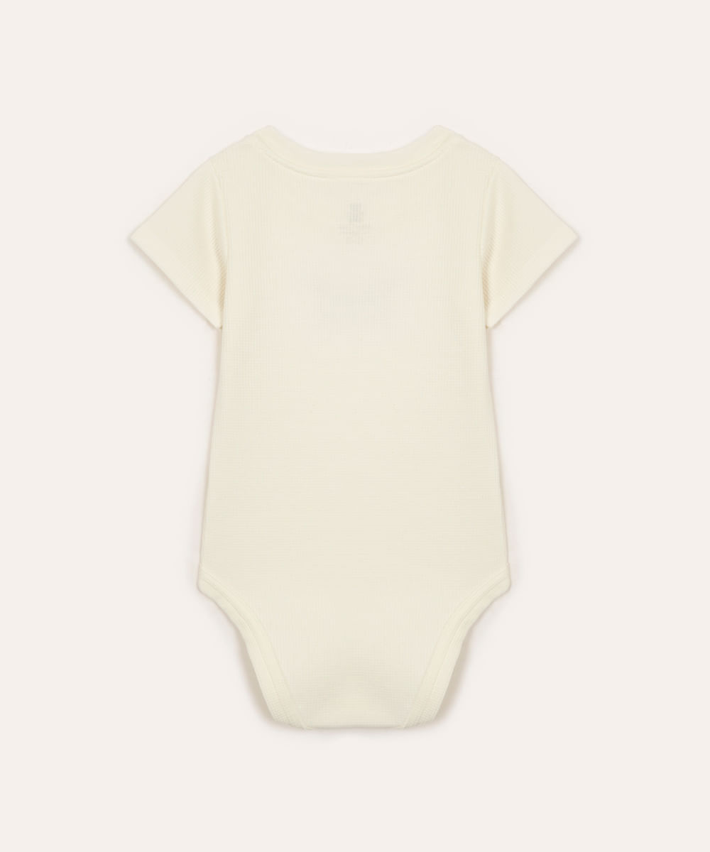body infantil de algodão siri texturizado off white