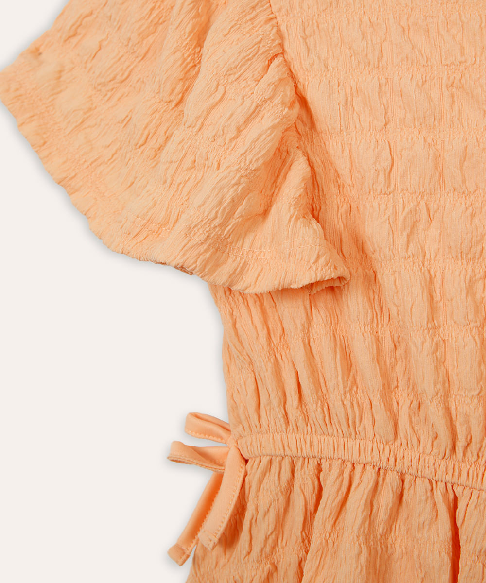 vestido infantil texturizado laranja
