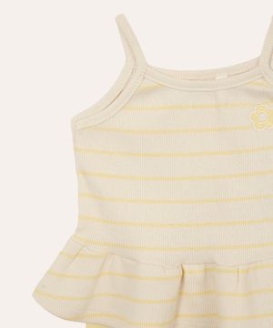 conjunto infantil de algodão listrado floral amarelo