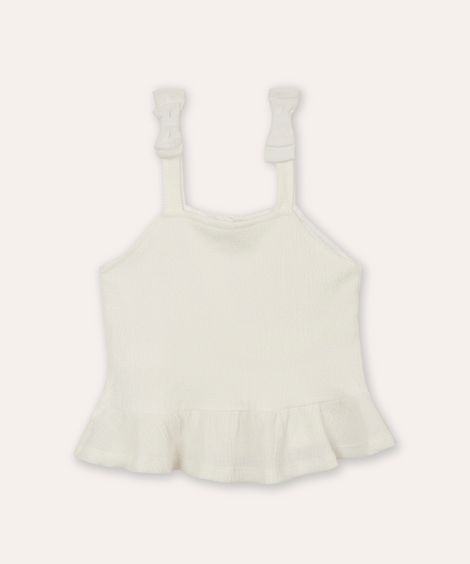 regata peplum infantil com lacinho off white