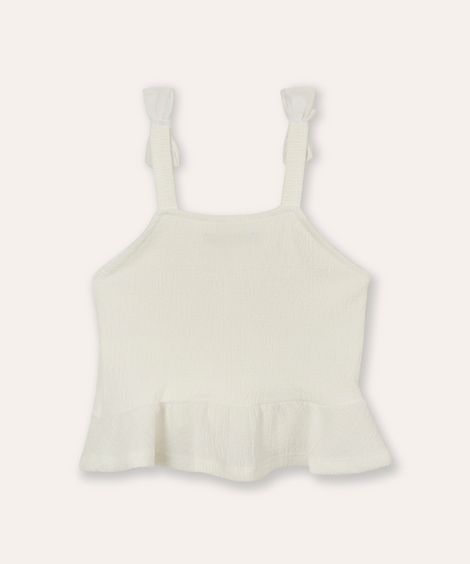regata peplum infantil com lacinho off white
