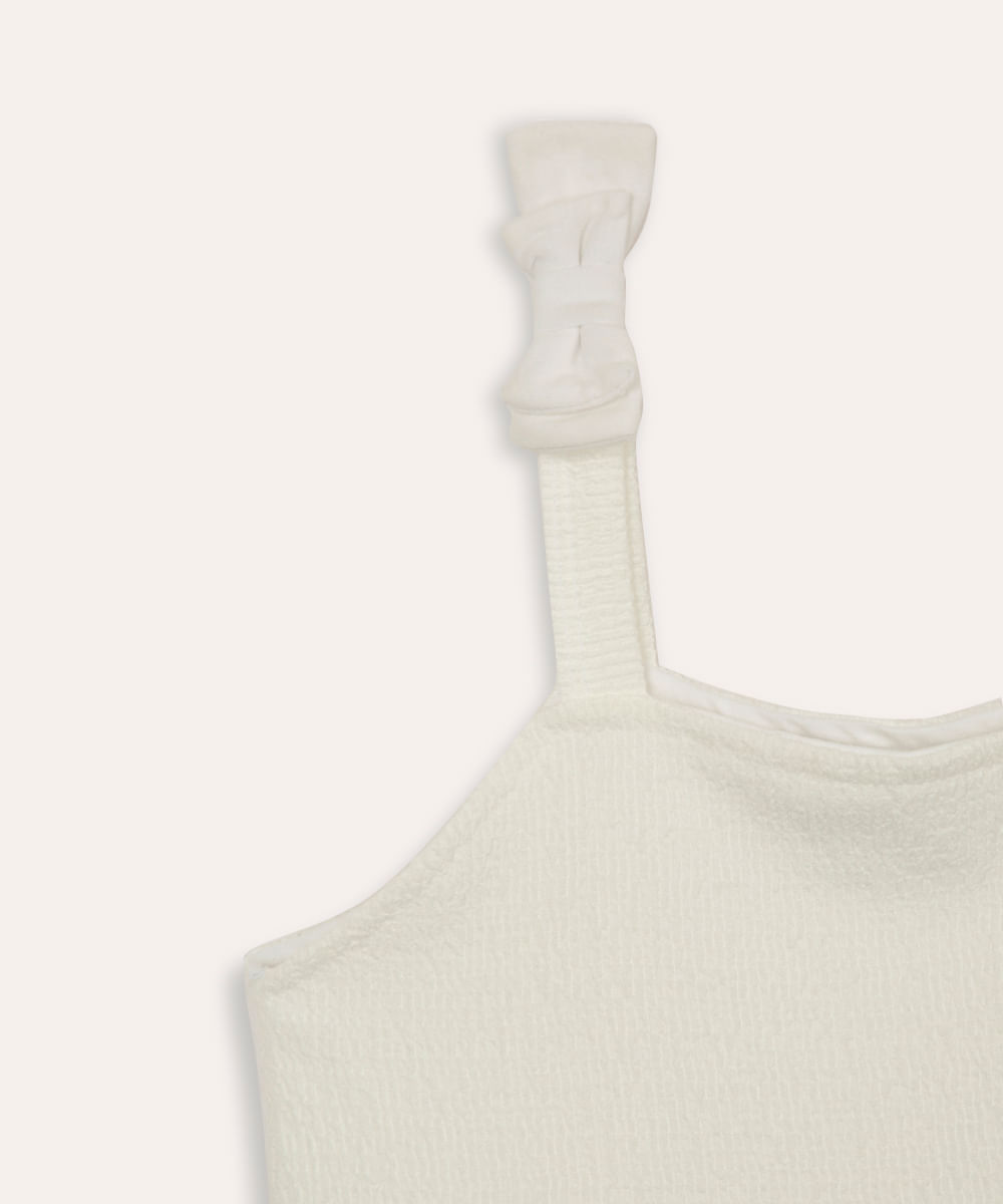 regata peplum infantil com lacinho off white