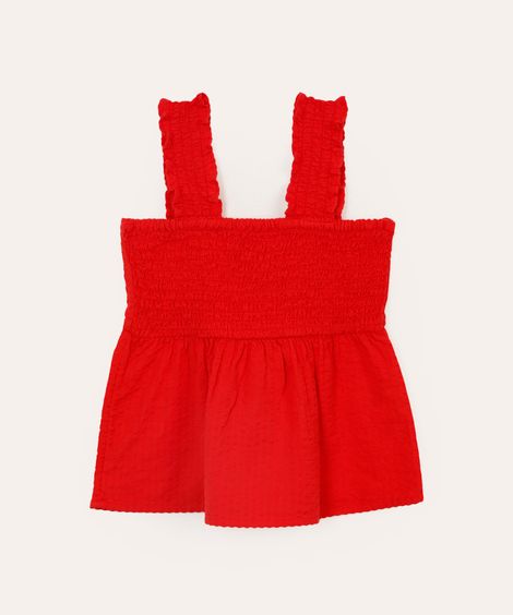 bata de algodão infantil texturizada vermelha