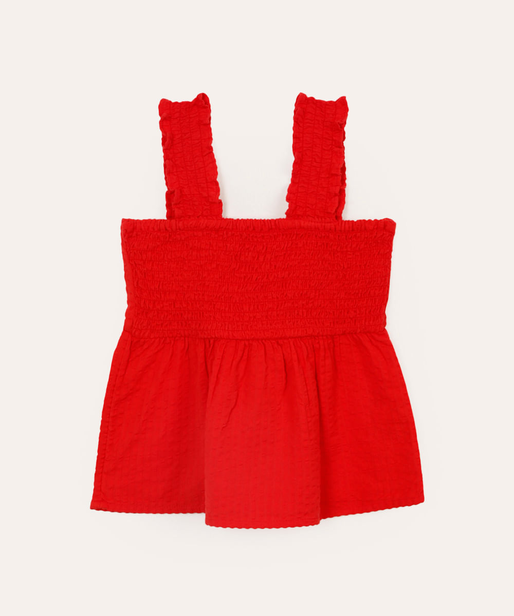 bata de algodão infantil texturizada vermelha