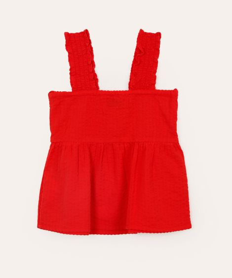 bata de algodão infantil texturizada vermelha