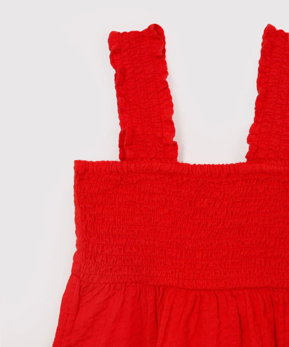 bata de algodão infantil texturizada vermelha