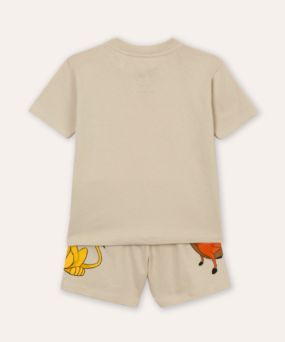 pijama de algodão infantil simba manga curta bege