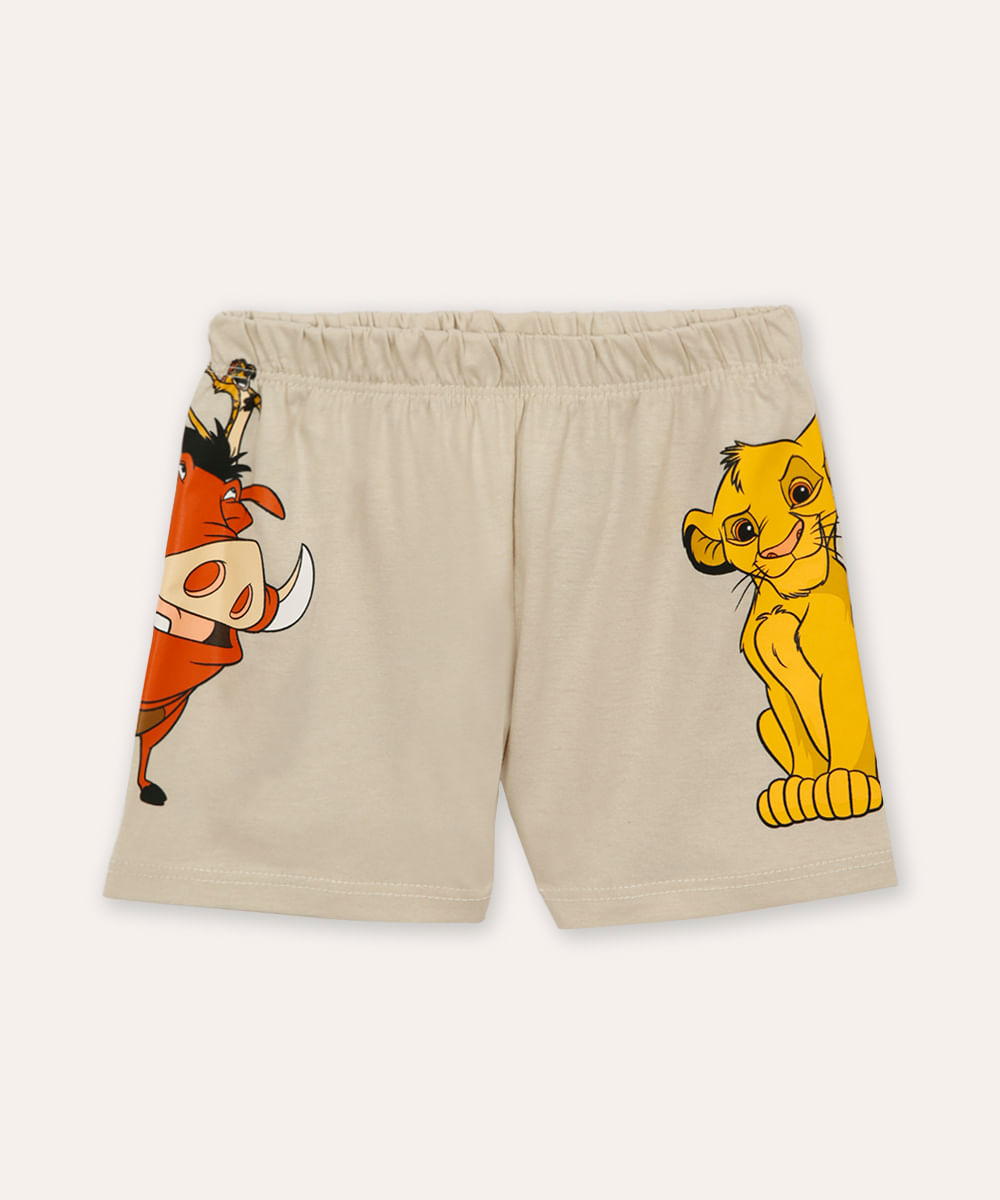 pijama de algodão infantil simba manga curta bege