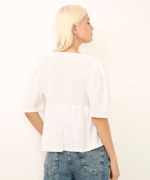 blusa de laise com amarração off white