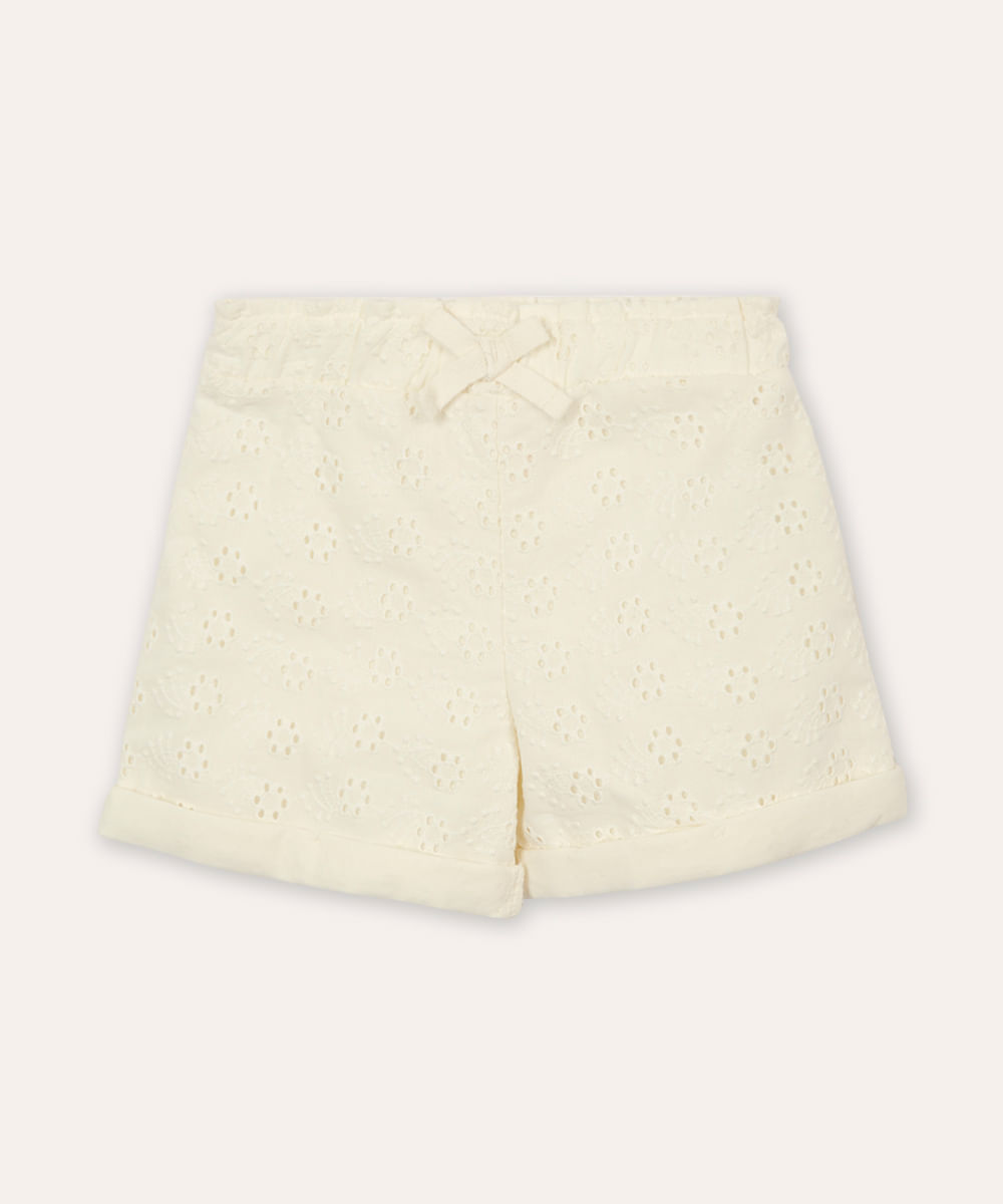 short de laise infantil floral off white