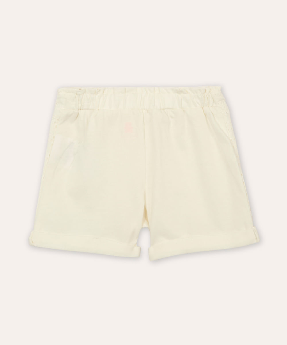 short de laise infantil floral off white