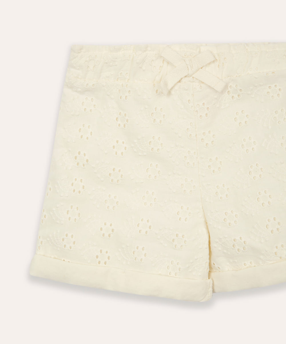 short de laise infantil floral off white