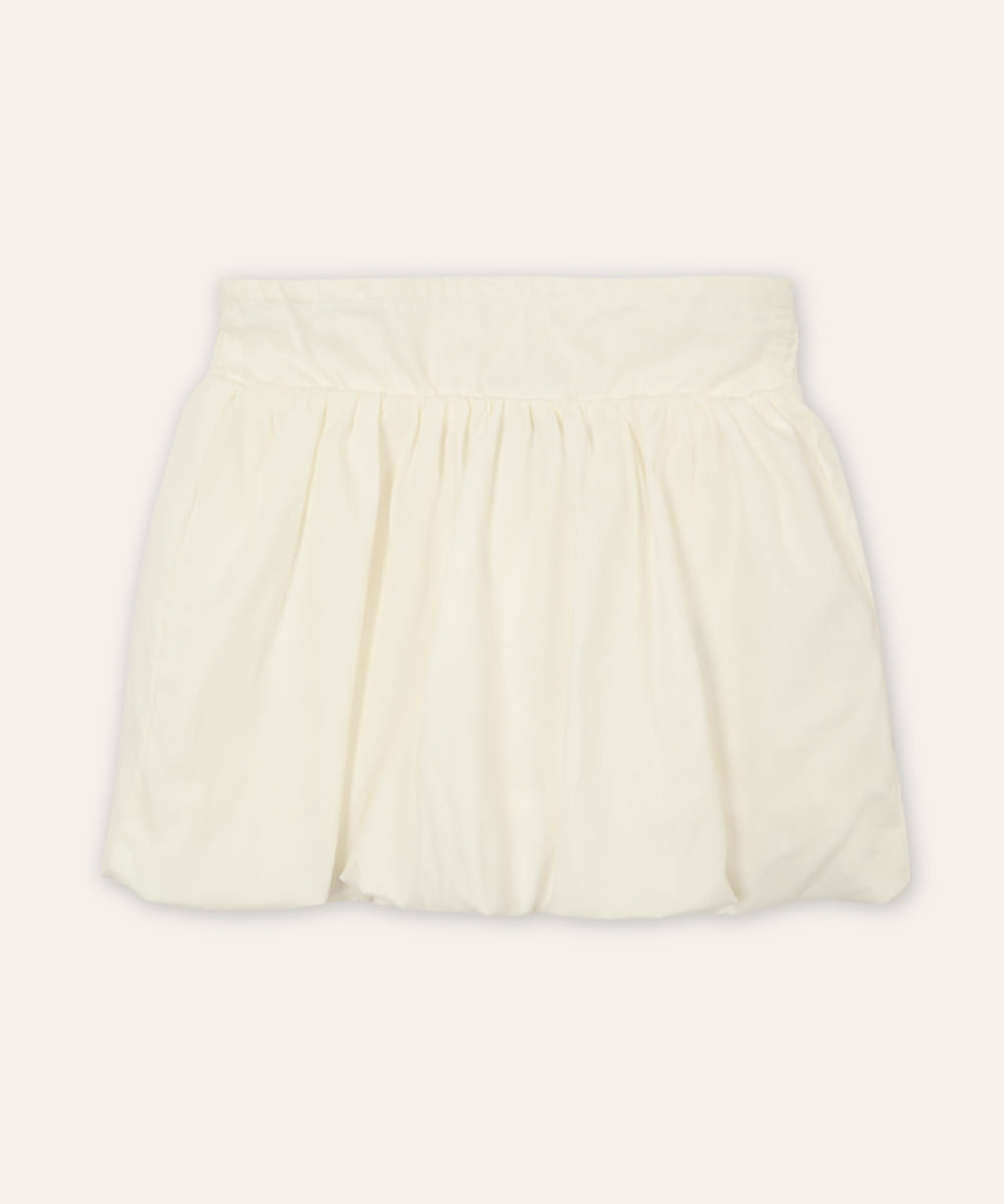 saia balonê infantil de sarja off white