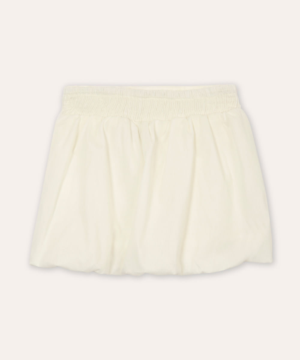 saia balonê infantil de sarja off white