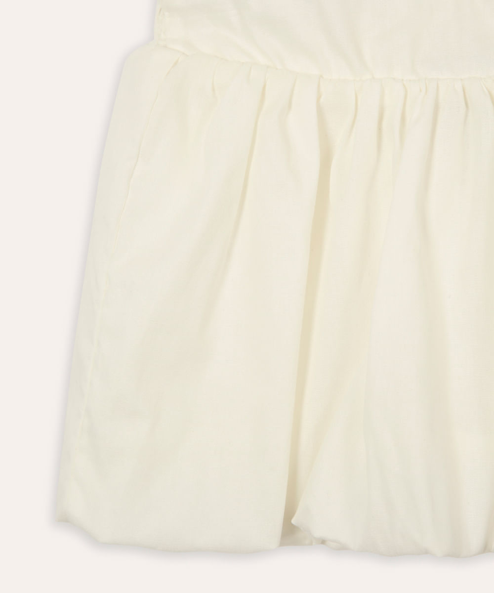 saia balonê infantil de sarja off white