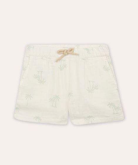 bermuda reta de algodão coqueiro infantil off white