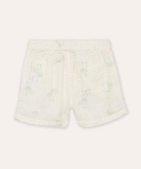 bermuda reta de algodão coqueiro infantil off white