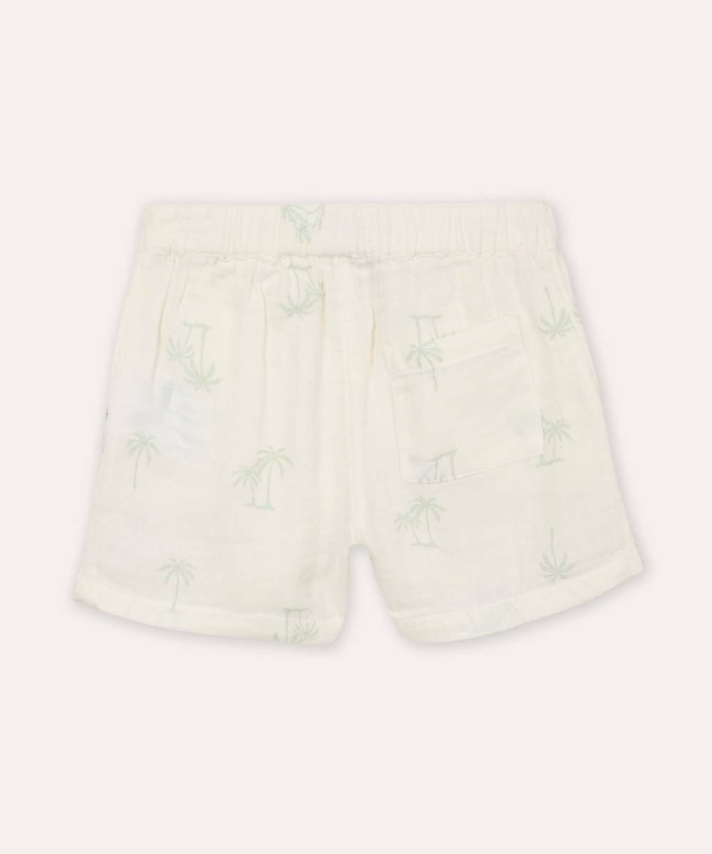 bermuda reta de algodão coqueiro infantil off white