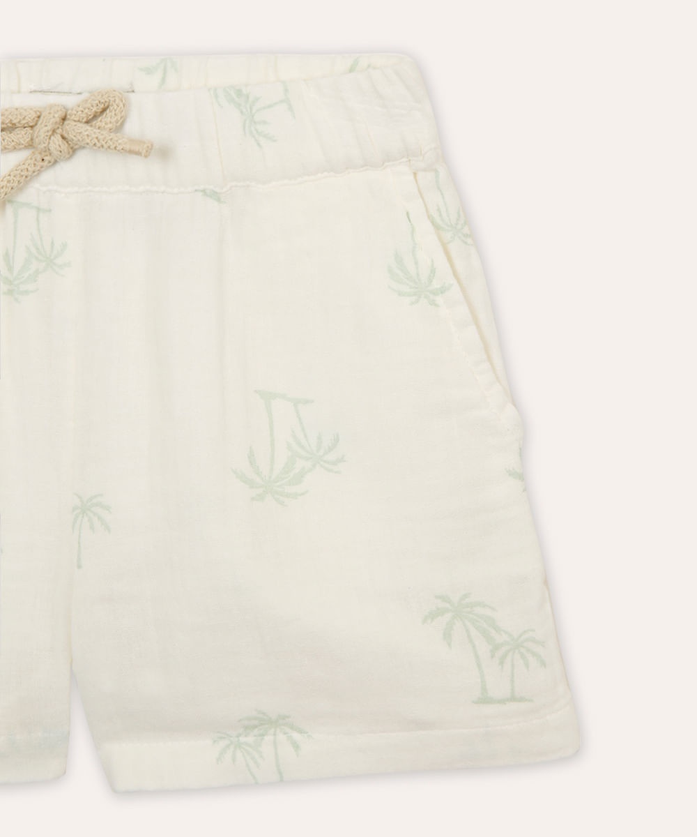 bermuda reta de algodão coqueiro infantil off white