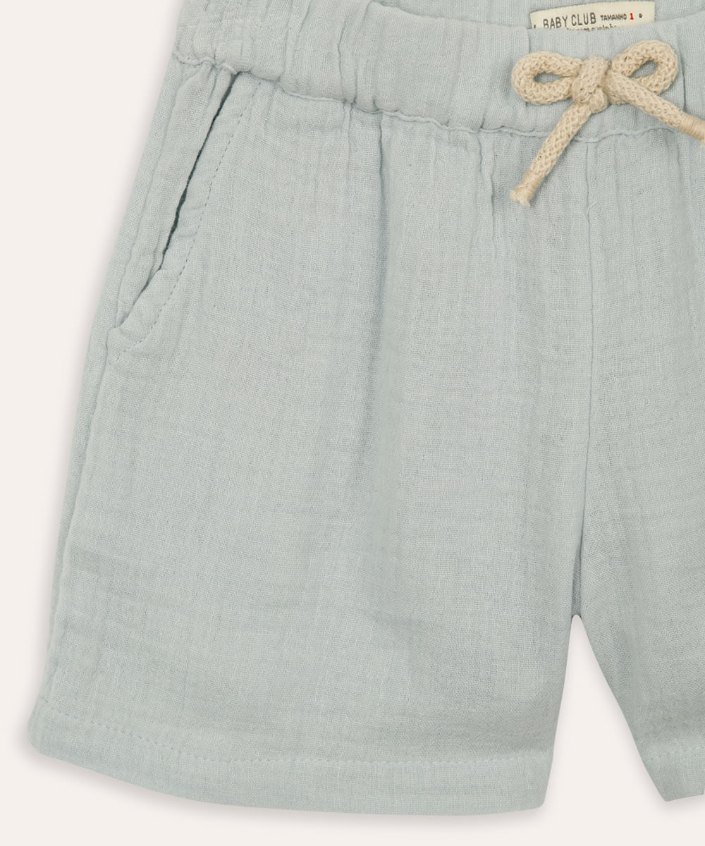 bermuda reta de algodão infantil azul