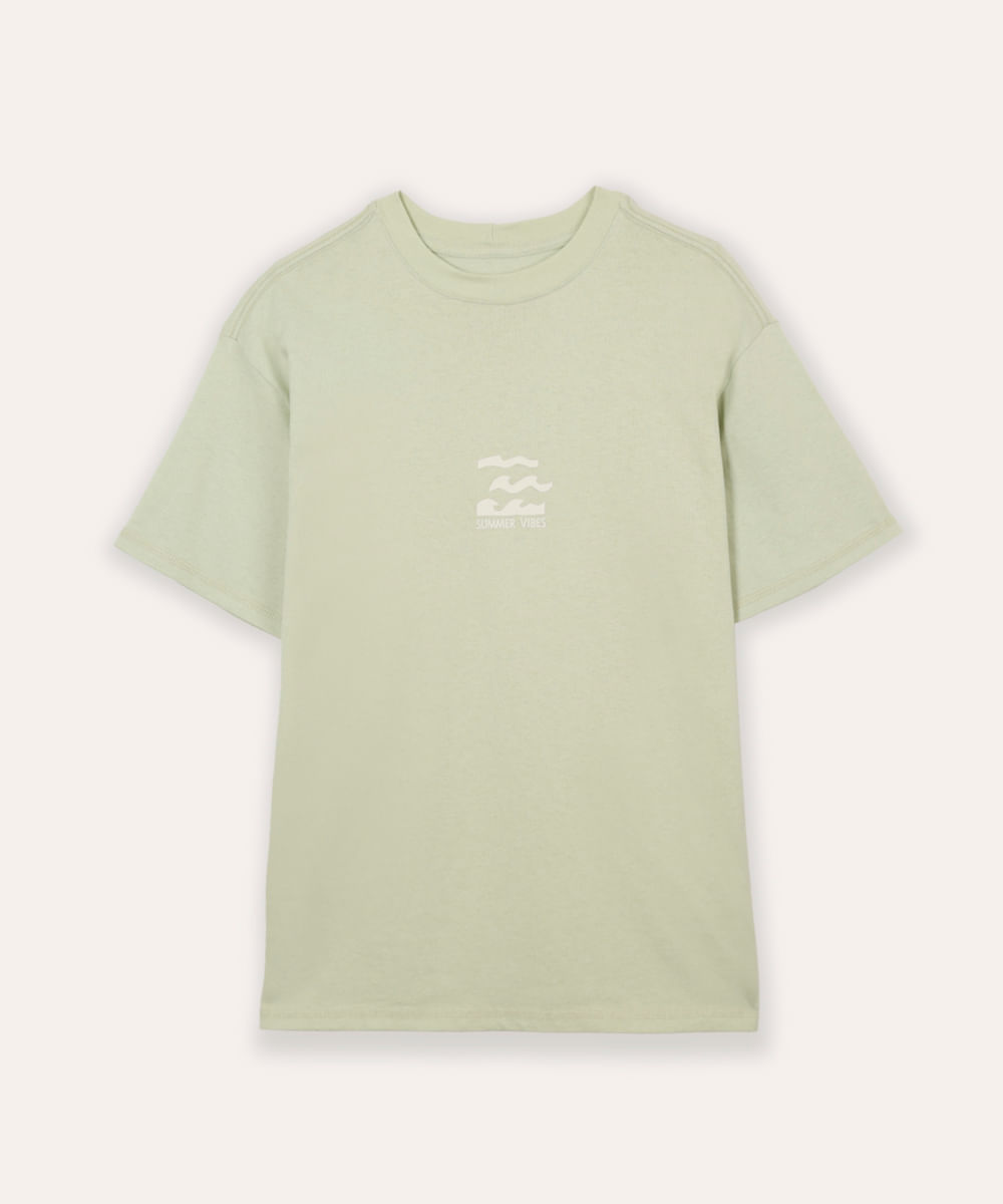 camiseta de algodão juvenil summer vibes verde