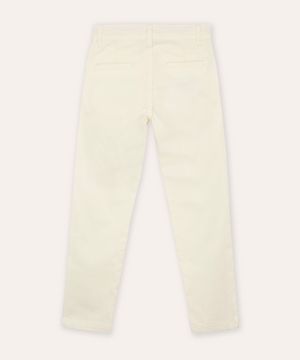 calça slim de sarja infantil com bolsos chino off white