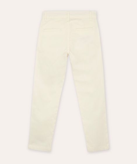 calça slim de sarja infantil com bolsos chino off white