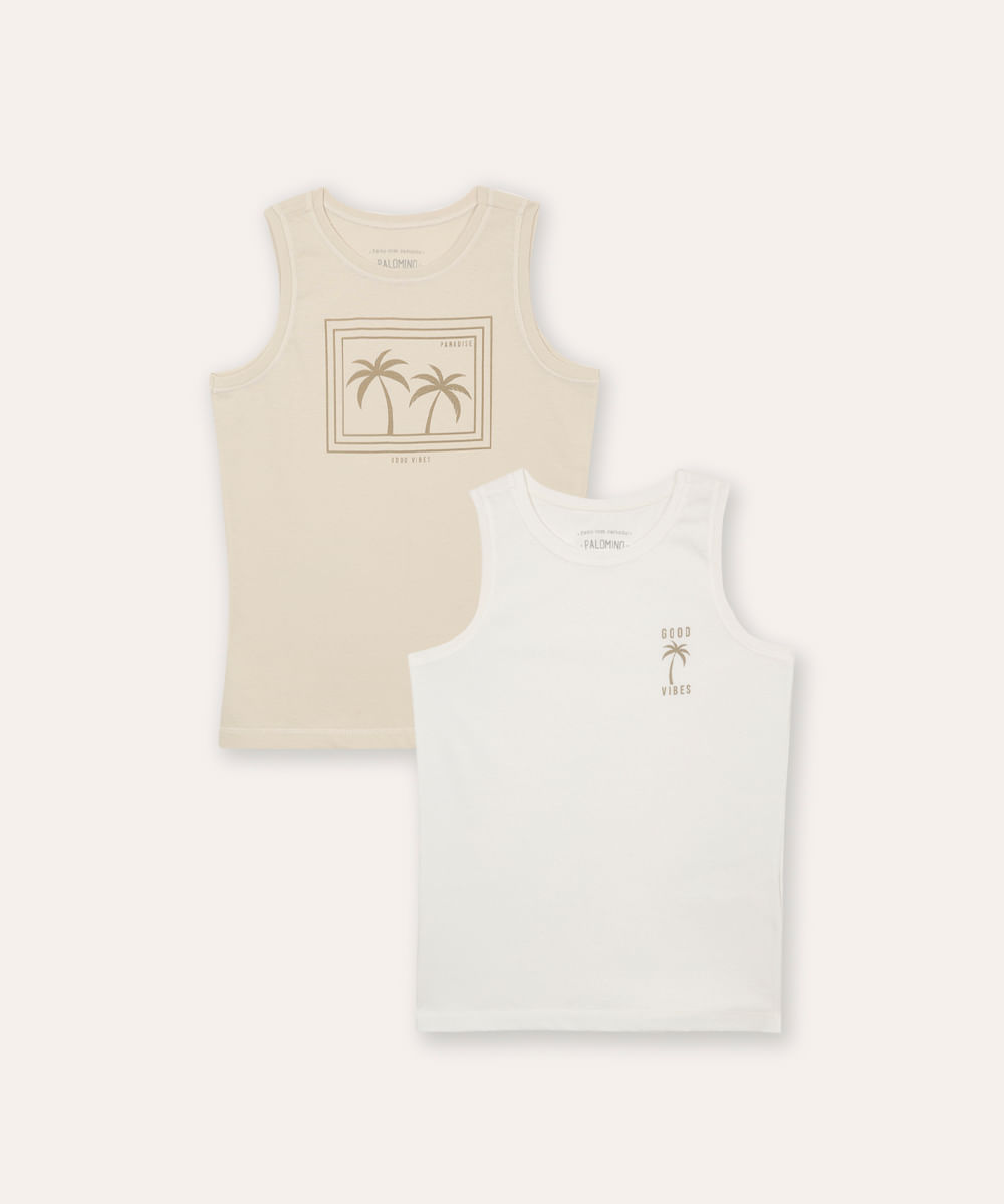 kit de 2 regatas infantis good vibes colorida