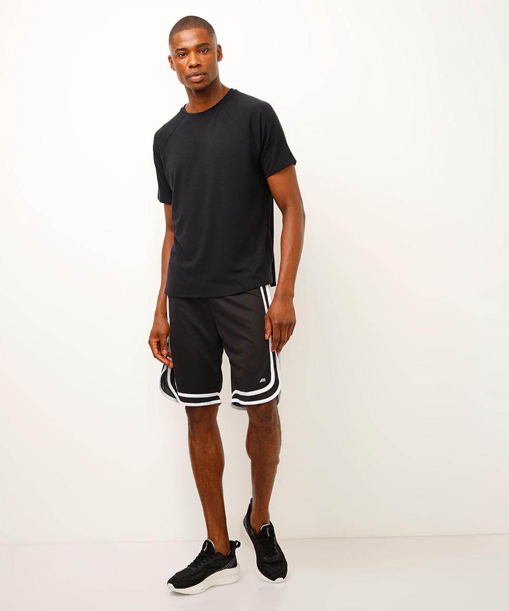 camiseta raglan esportiva ace preta