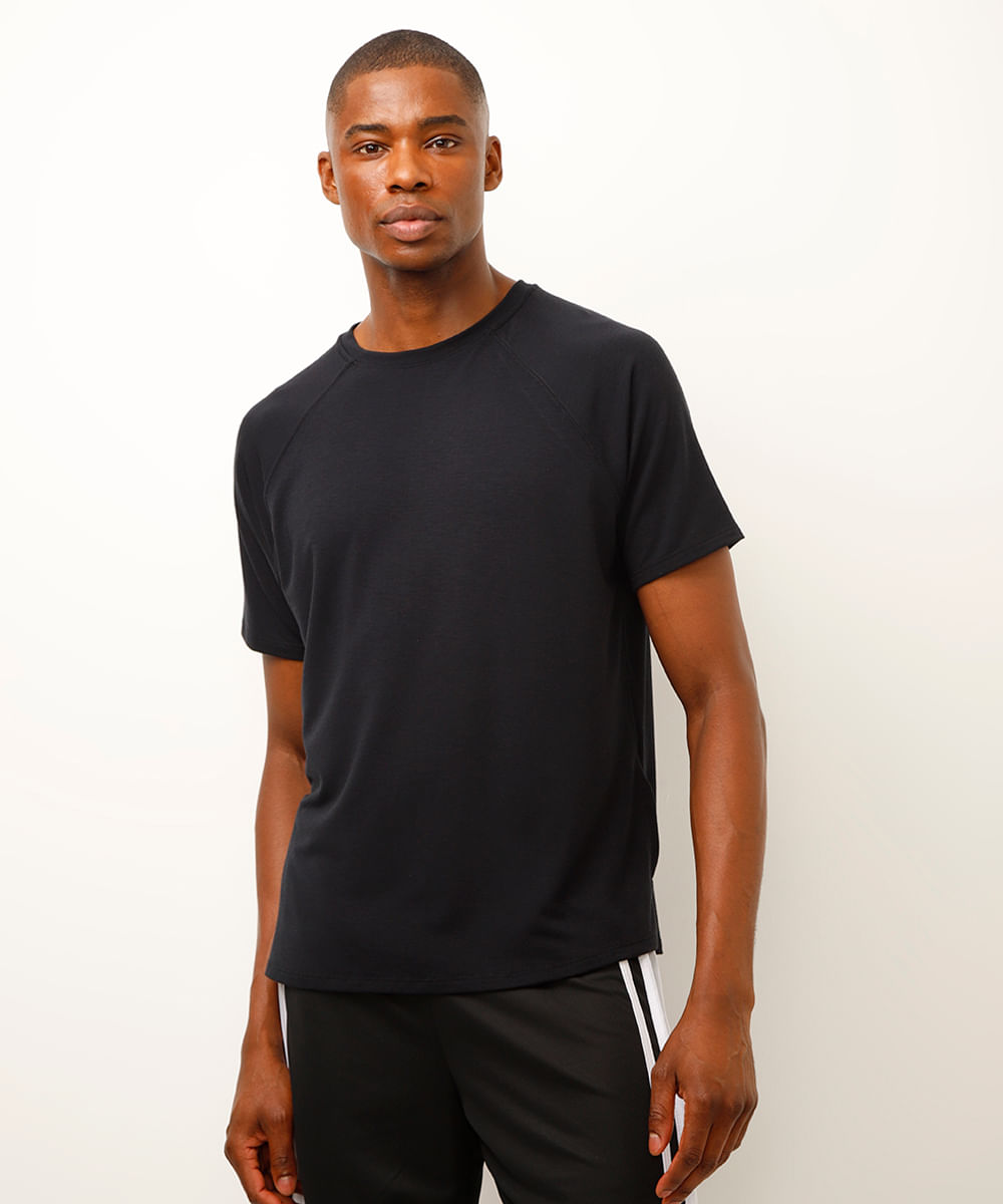 camiseta raglan esportiva ace preta