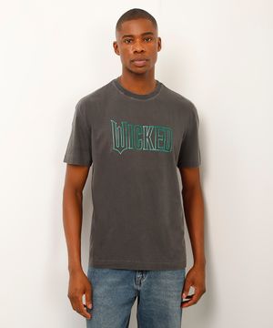 camiseta relaxed de algodão wicked cinza