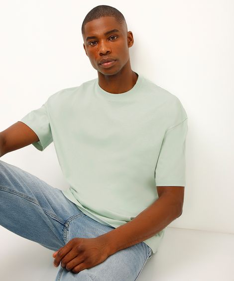 camiseta oversized de algodão peruano verde