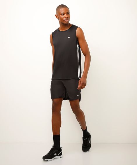 bermuda esportiva masculina com transpasse preta