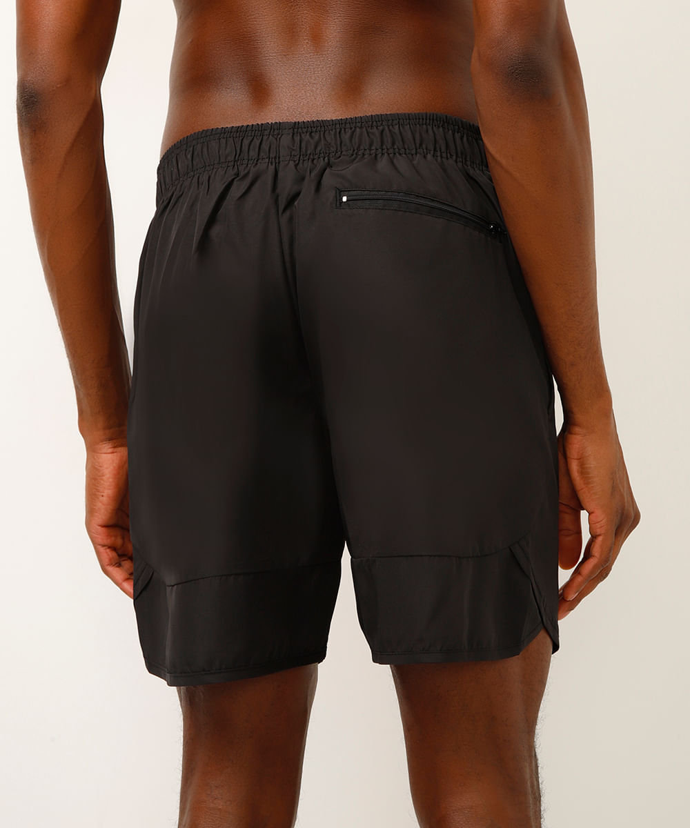 bermuda esportiva masculina com transpasse preta