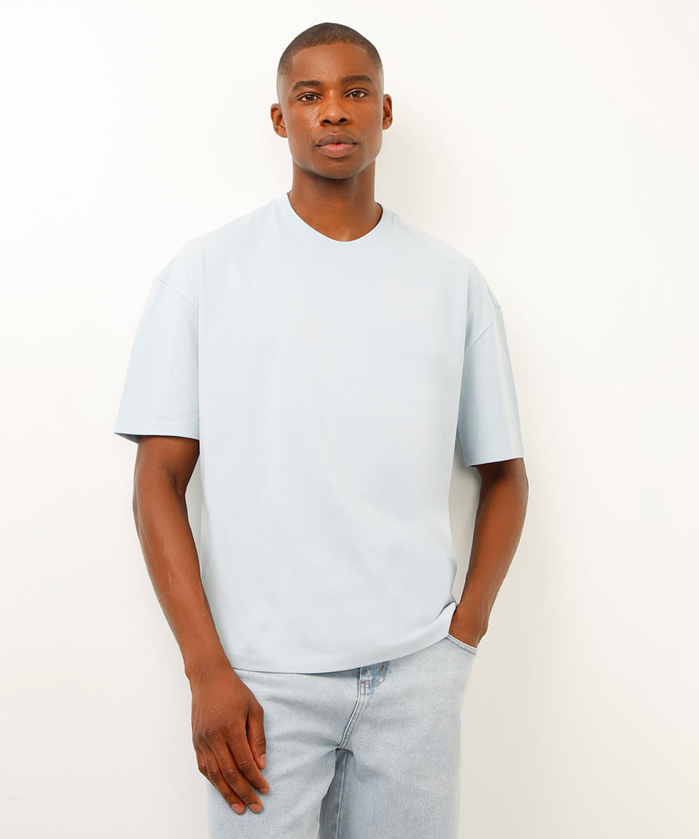 camiseta oversized de algodão peruano azul