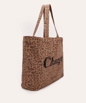 bolsa shopper animal print change mindset marrom